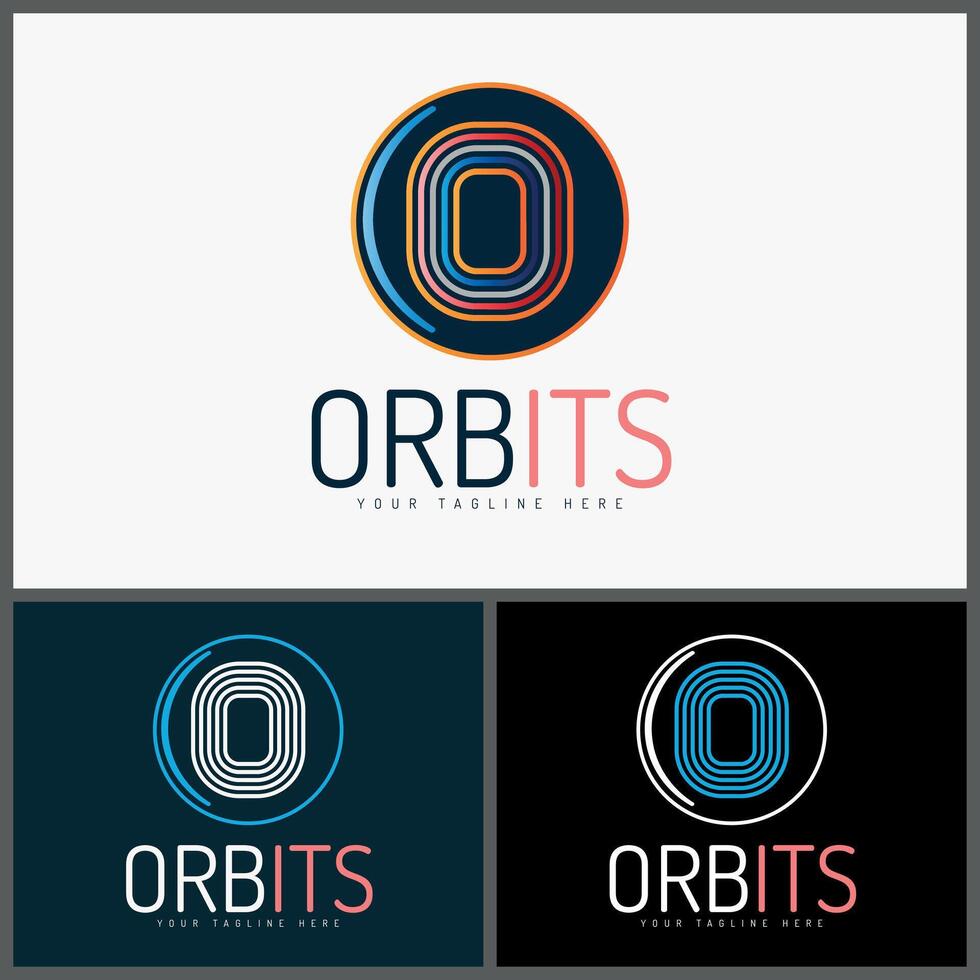 Orbits initial O font line style logo set templates design vector