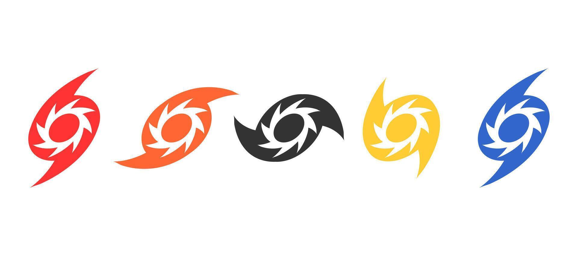 Hurricane disaster symbol design in set. Illustration for information, education, warning. Dangerous vector
