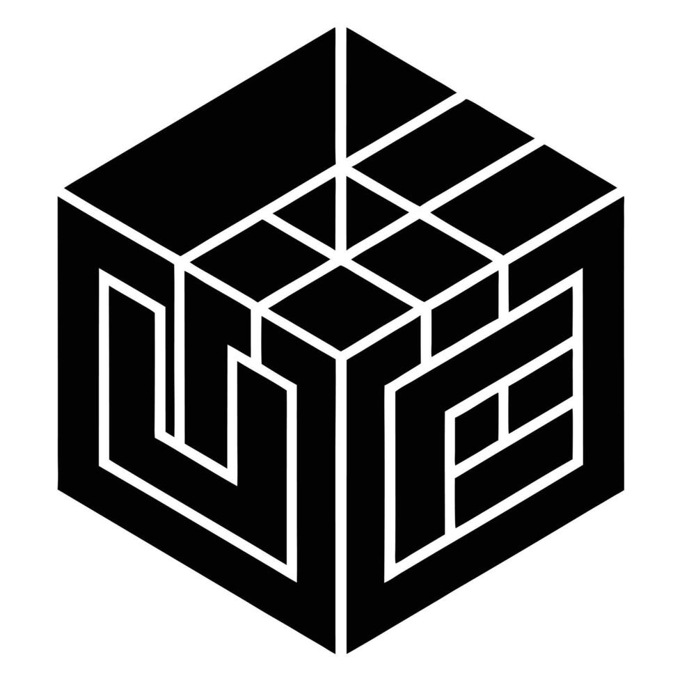 Geometric Line Cube Design vector