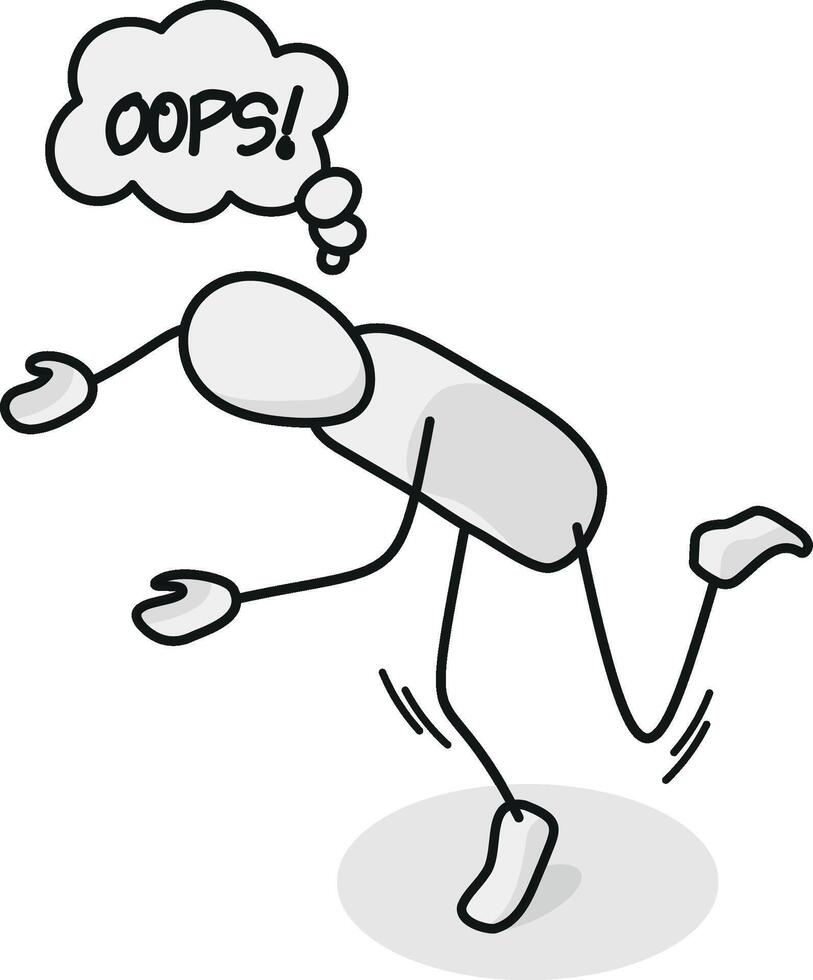 Oops falling Isometric stickman figure dynamic gestures vector