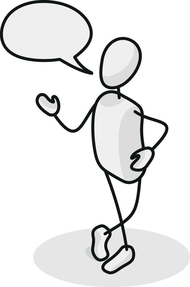 Talking with confidence Isometric stickman figure dynamic gestures vector