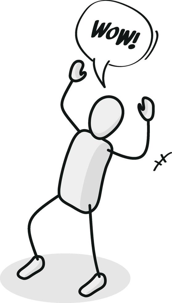 Stunned Isometric stickman figure dynamic gestures vector