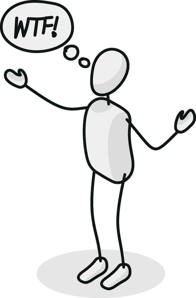Confused Isometric stickman figure dynamic gestures vector