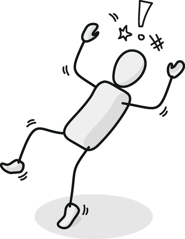 falling suddenly Isometric stickman figure dynamic gestures vector