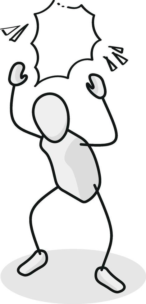 Shocked Isometric stickman figure dynamic gestures vector