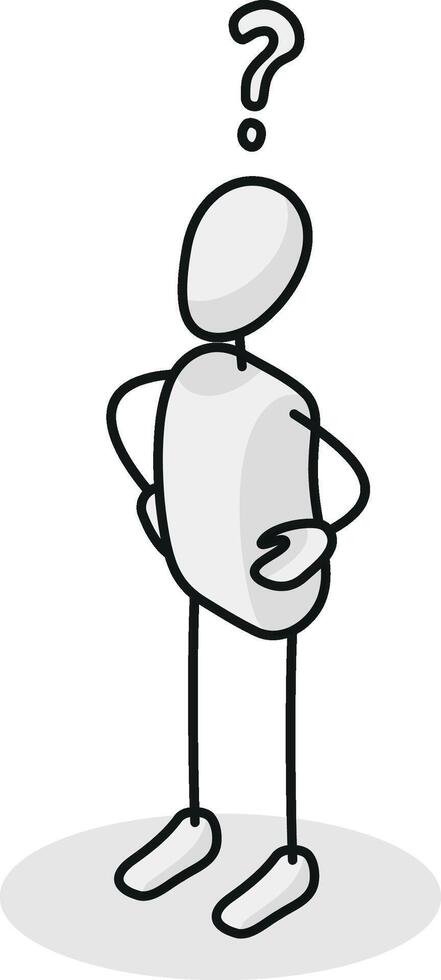 Thinking - Isometric stickman figure vector