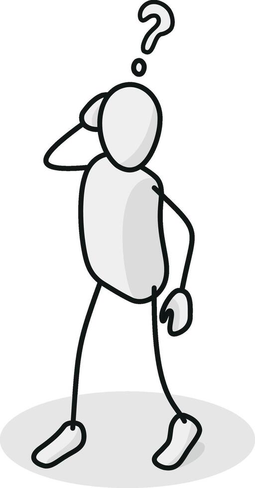 Thinking and confused Isometric stickman figure dynamic gestures vector