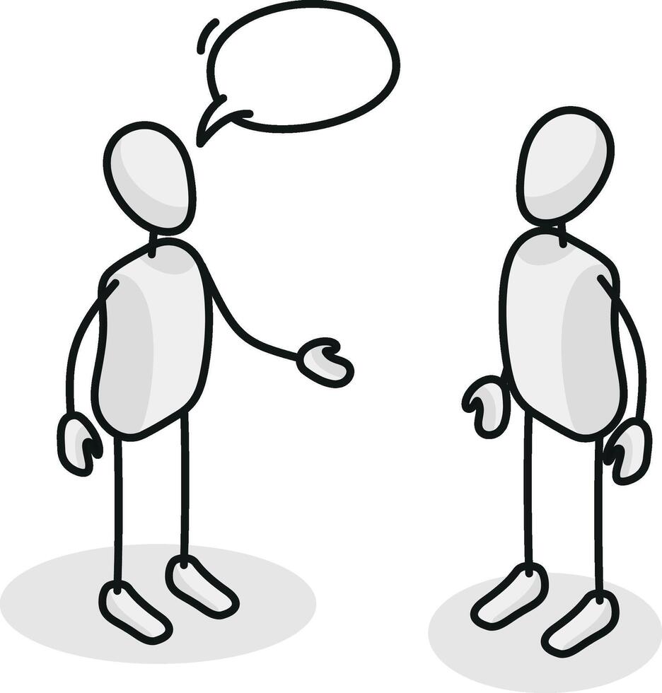 talking business Isometric stickman figure dynamic gestures vector
