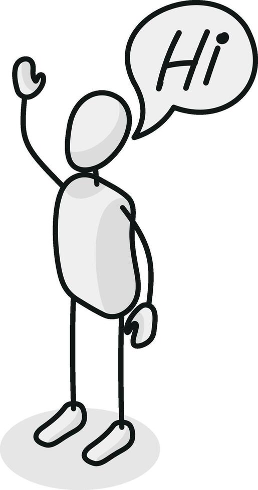 saying HI Isometric stickman figure dynamic gestures vector