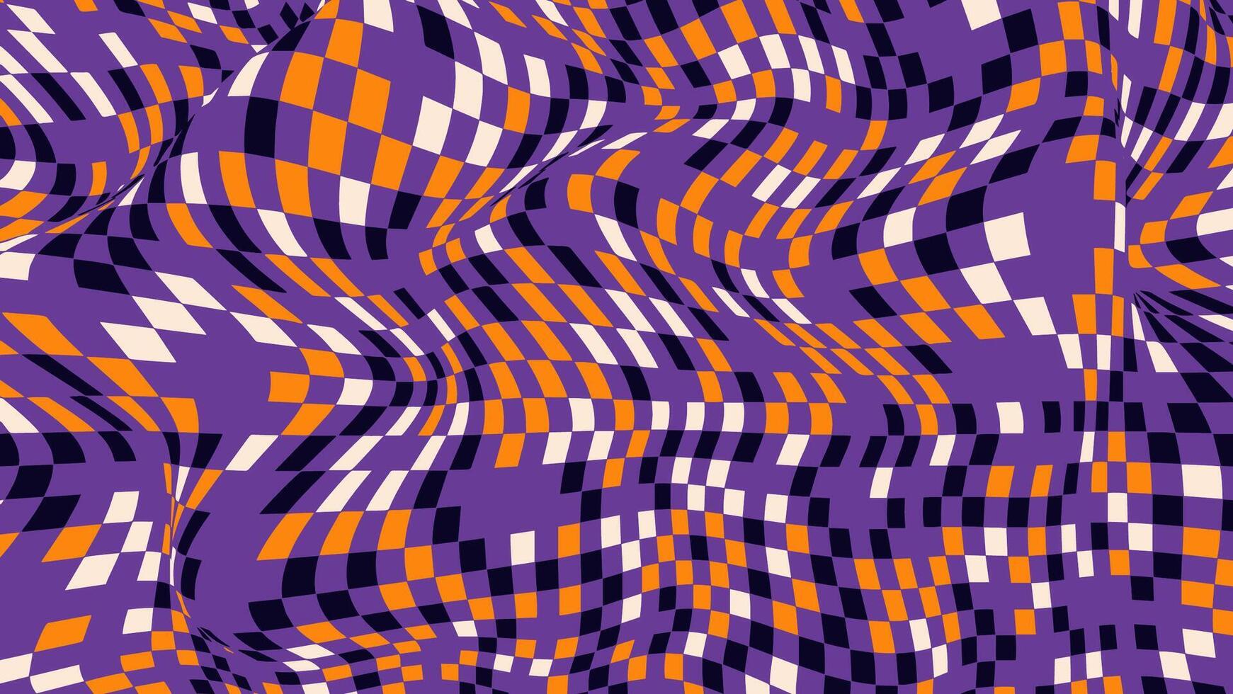 Purple and orange checkered optical illusion art vector