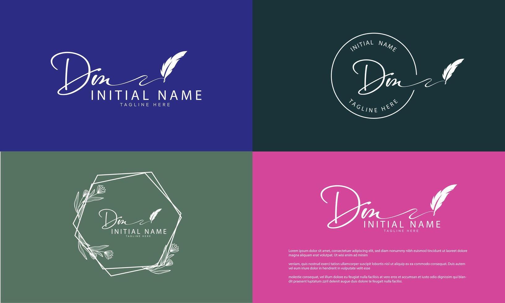 DM M D initial signature logo template vector