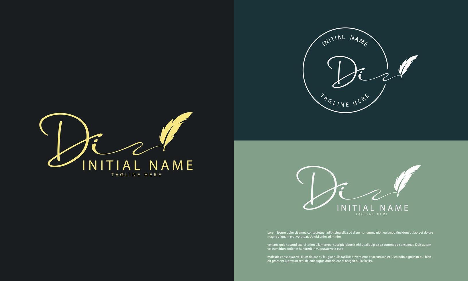 DI I D initial signature logo template vector