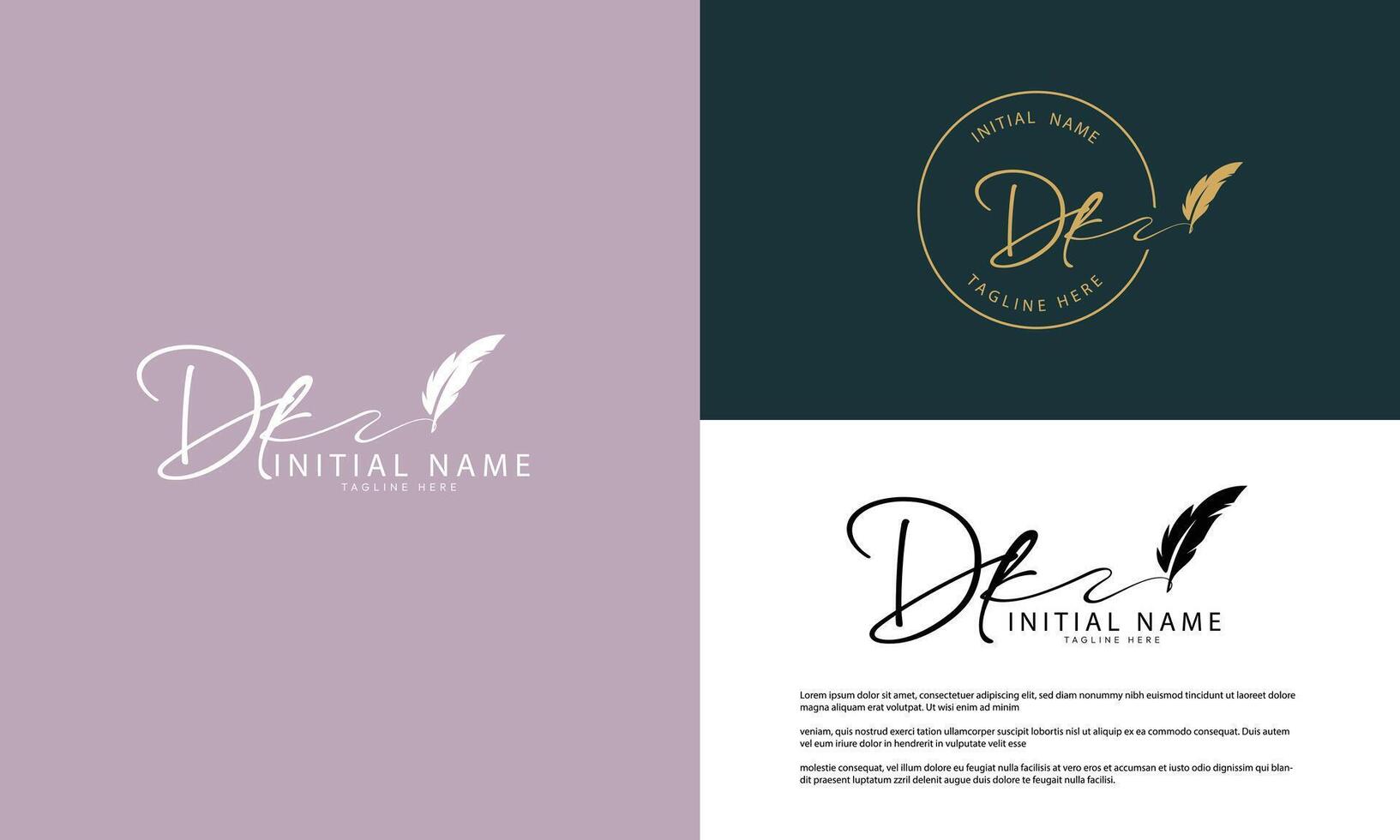 DK K D initial signature logo template vector