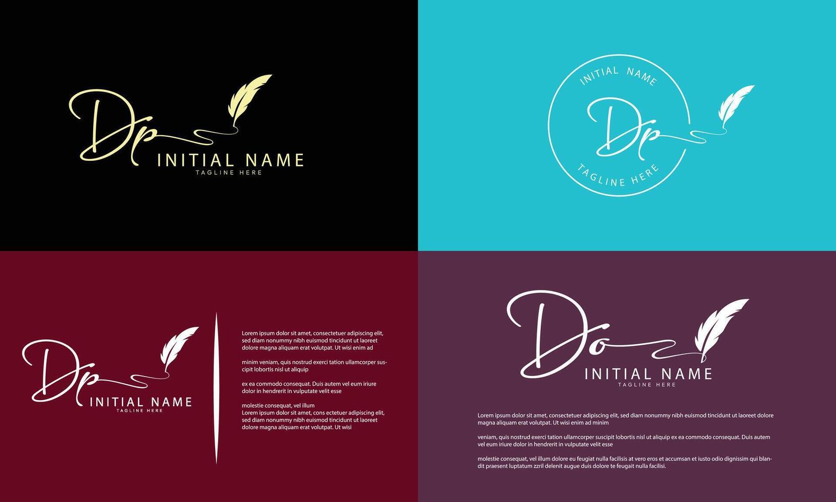 DP P D initial signature logo template vector