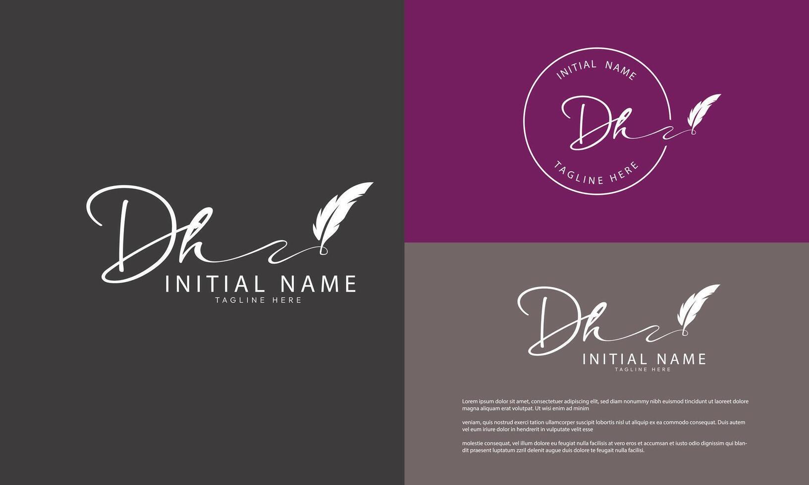 DH H D initial signature logo template vector