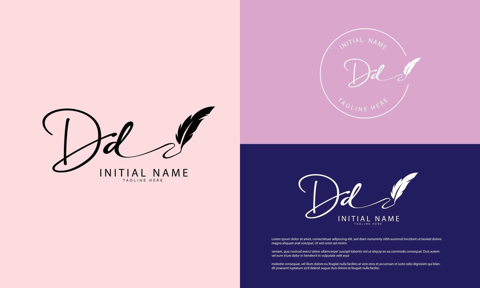 CD D C initial signature logo template vector