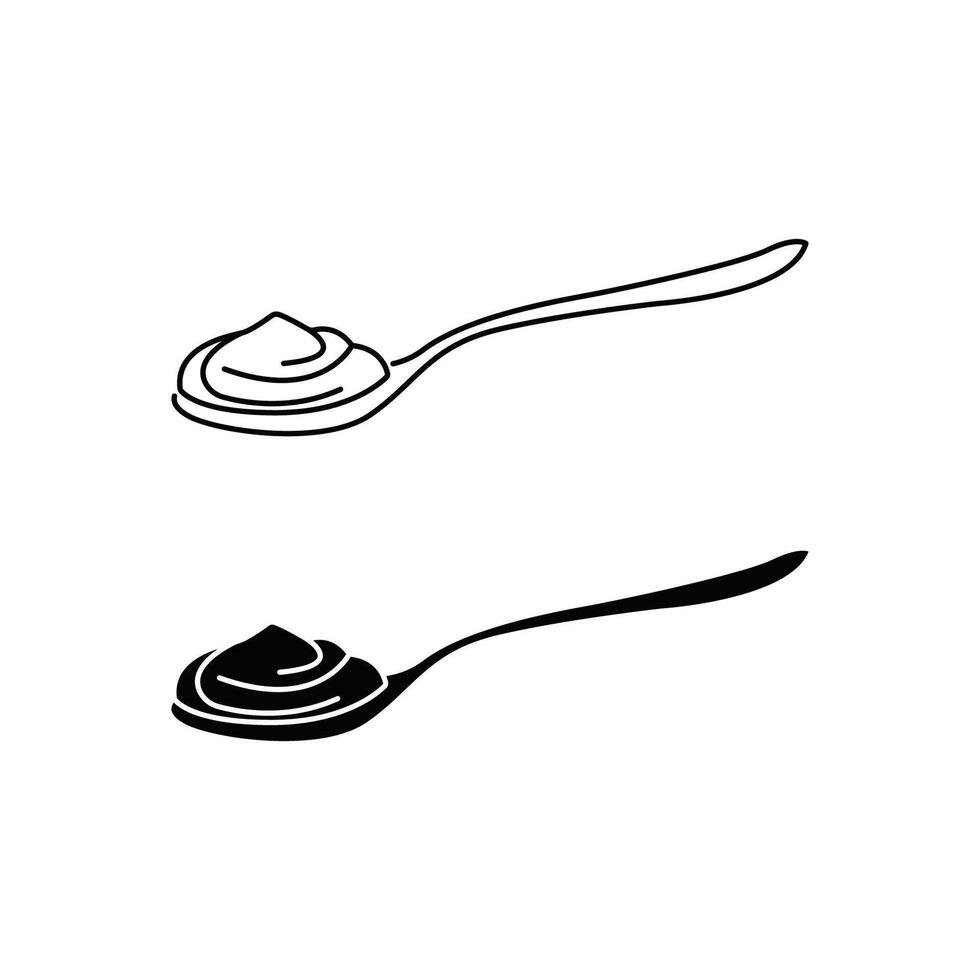 Yogurt with spoon icon , vector