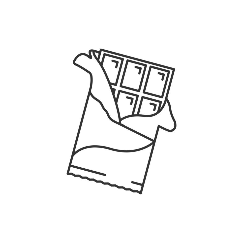 Chocolate line icon, opened chocolate - illustration vector