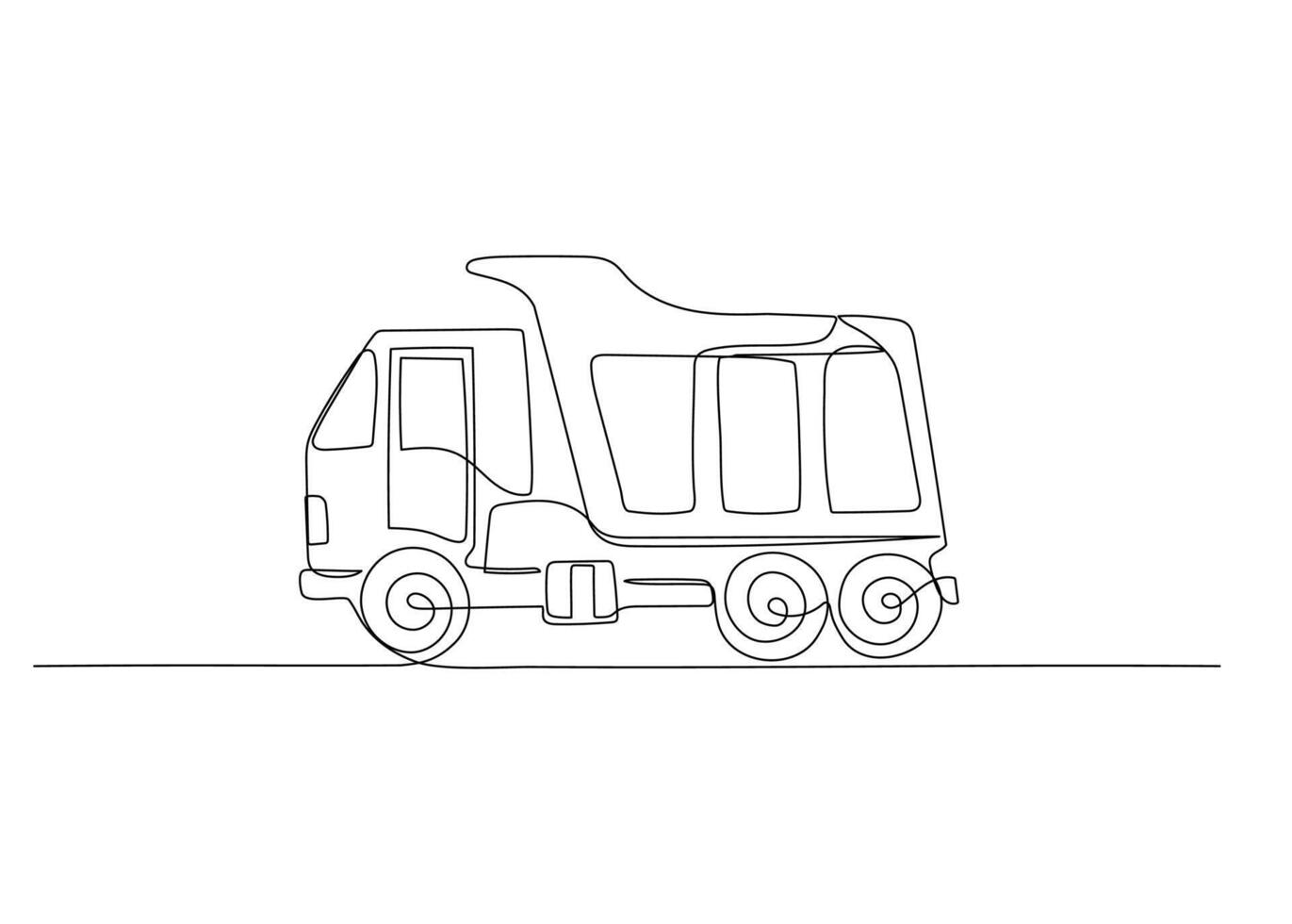 Truck one continuous line illustration. Hand drawn doodle sketch vector