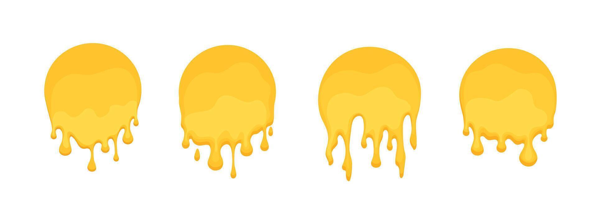 Circle with melted honey drips. Round blobs set vector