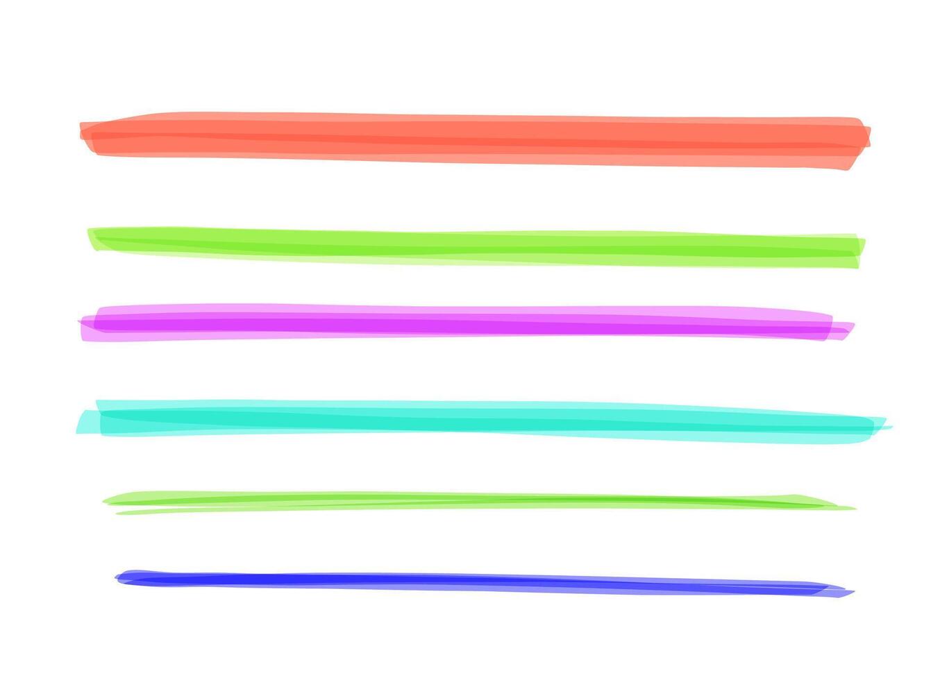 Marker lines set, brush pen hand drawn underline. Highlighter lines collection isolated on white. vector