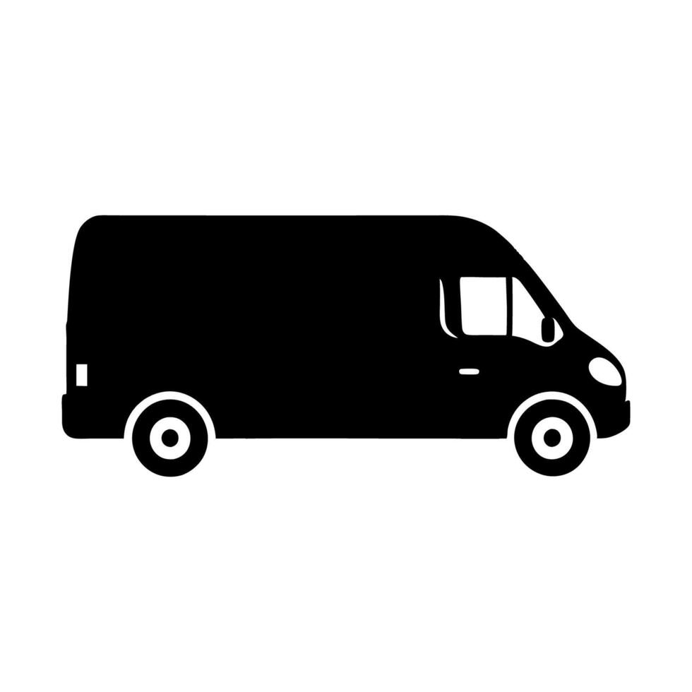A black van icon on a white background vector