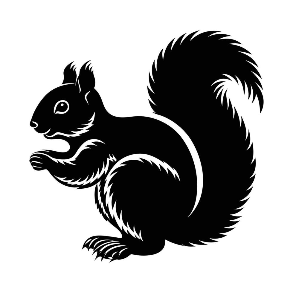 Squirrel black silhouette vector