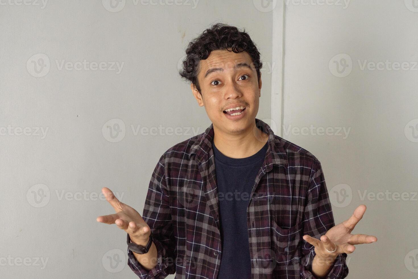 Portrait of a man with a surprised look photo