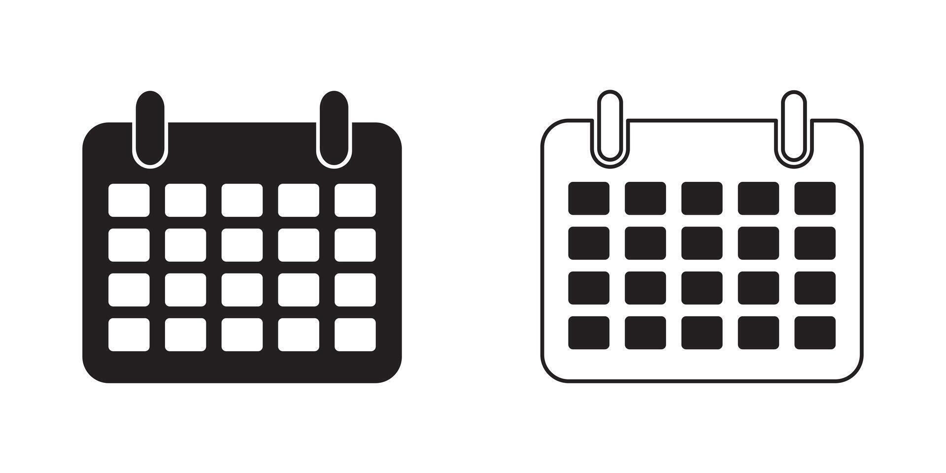 Calendar icon set. Calendar silhouette illustration. vector