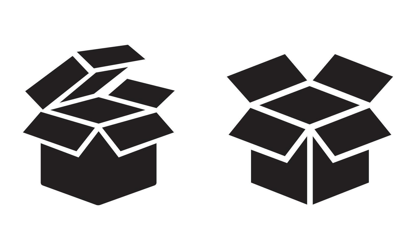 Cardboard box icon set silhouette. Cartoon box, Open box, Packaging box isolated. vector