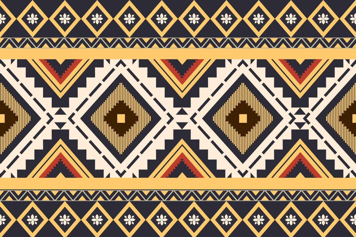 Ethnic boho navajo seamless pattern with gold, brown, yellow in dark background vector