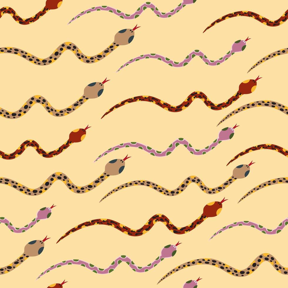 Seamless pattern with snakes. Repeating design element for fabric printing. Reptiles and lizards. vector