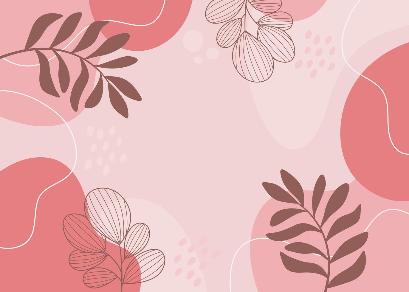 Pink spring background design. Colorful tropical plants. vector