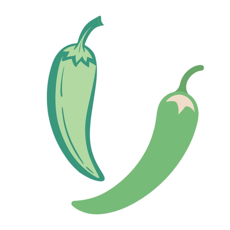 Two green peppers on a white background vector