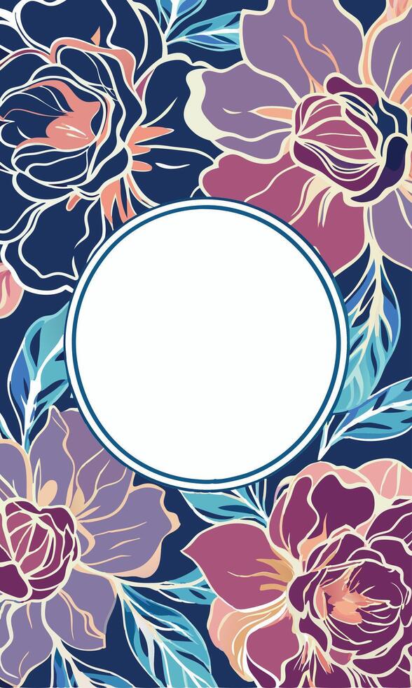 A floral background with a white oval in the center vector
