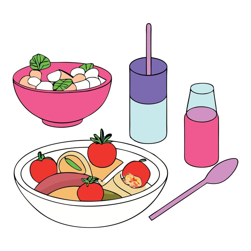Healthy vegetarian meal illustration vector