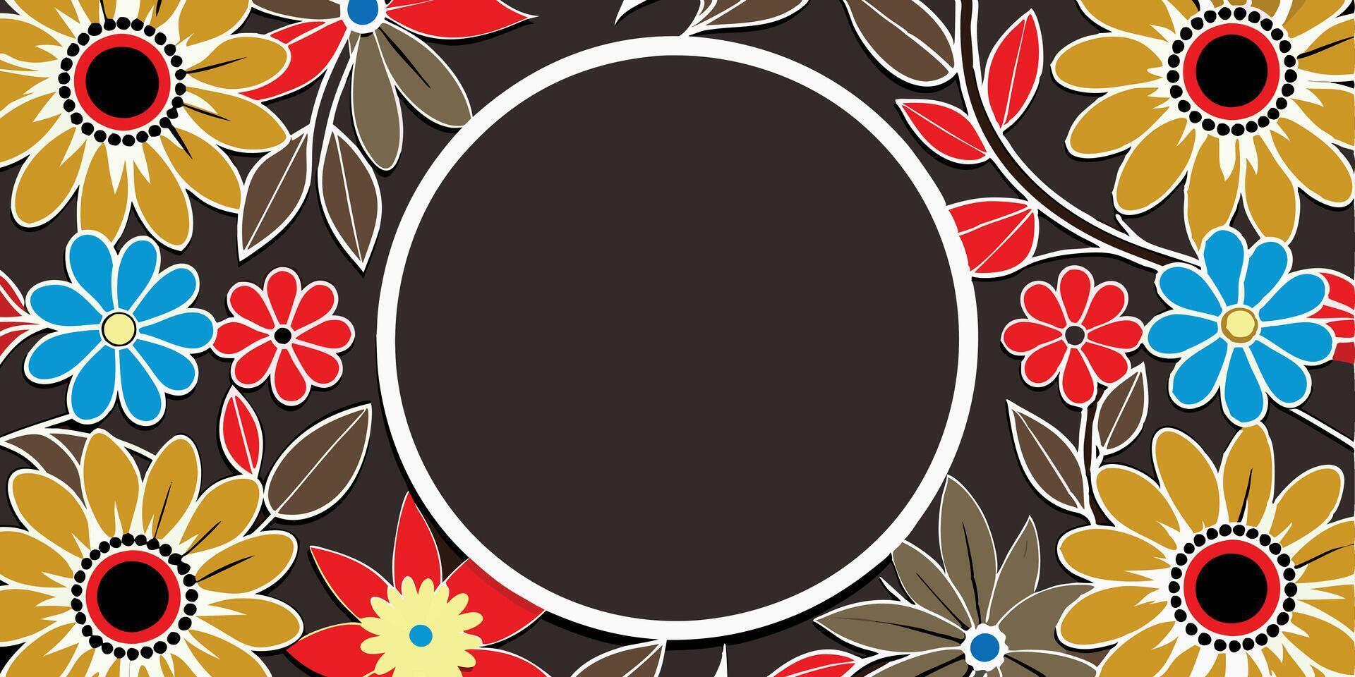 A floral pattern with a circular frame vector