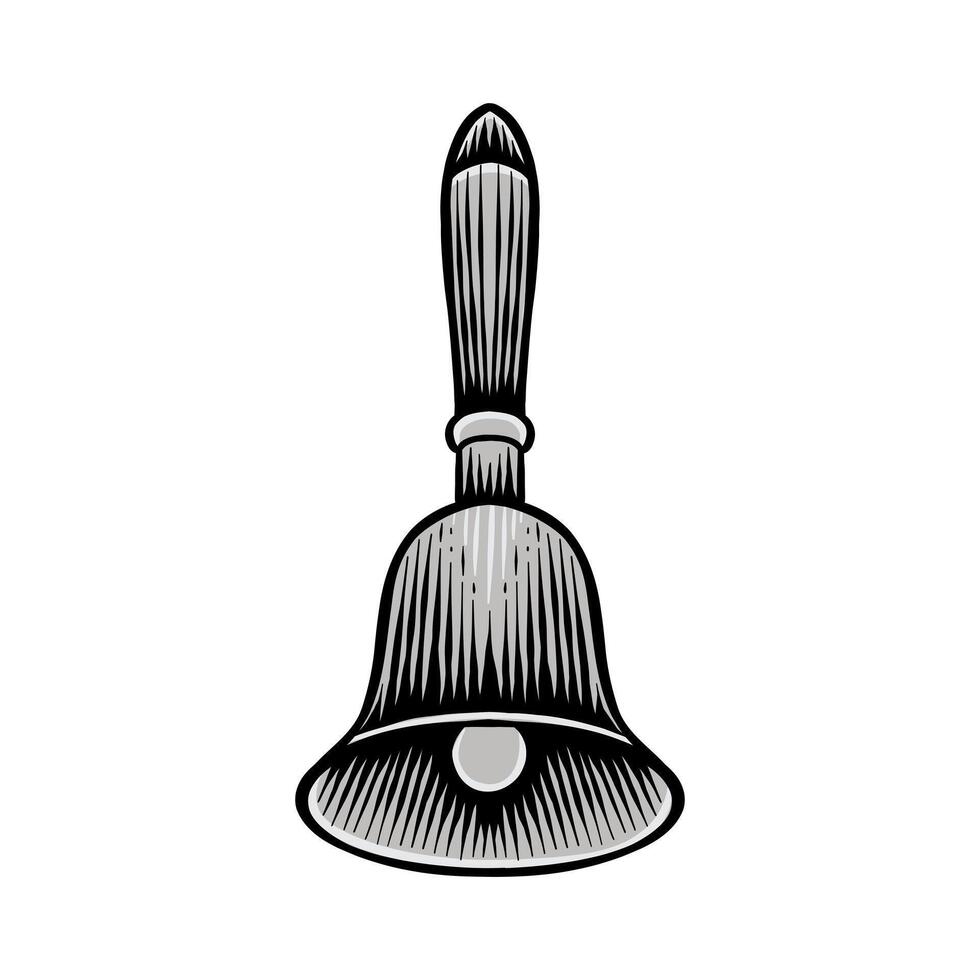 bell illustration in engraving style vector