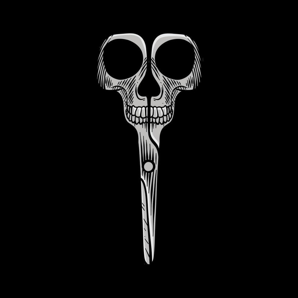 illustration of scissors resembling a skull vector