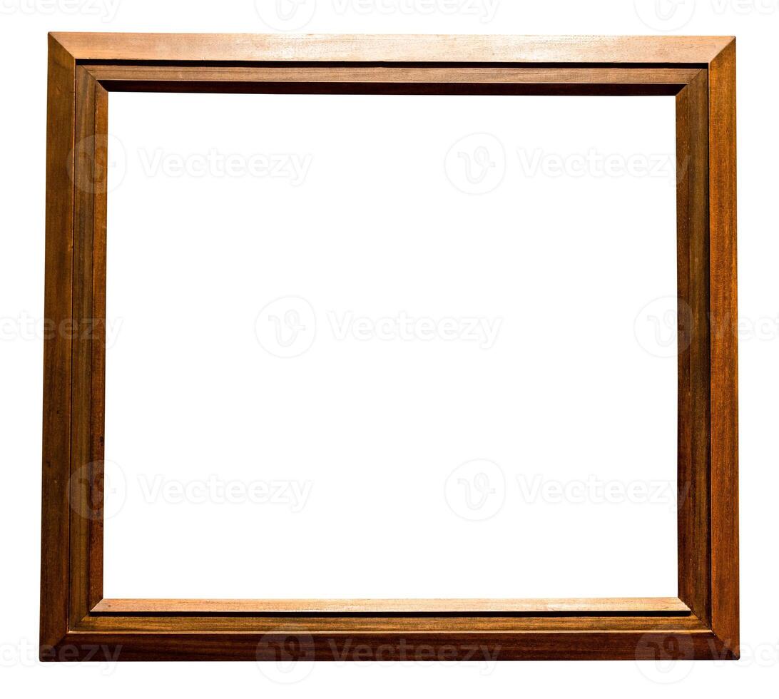 wide brown wooden painting frame isolated photo
