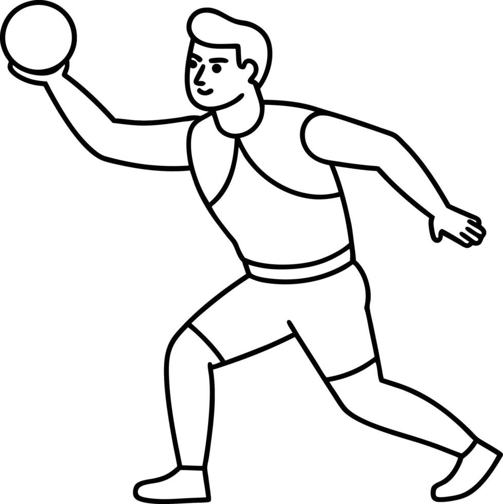 Handball Sport man Player Action . Boy throwing a straight ball line art illustration isolated. child throwing baseball line illustration isolated on white background. vector