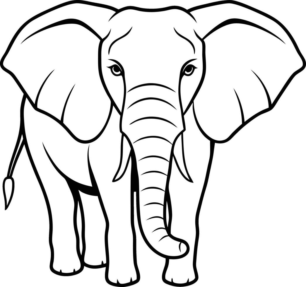 African Elephant outline icon and logo. Line art illustration design. Charming and minimalistic style, clean lines, monochrome. Elephant one line continuous. vector