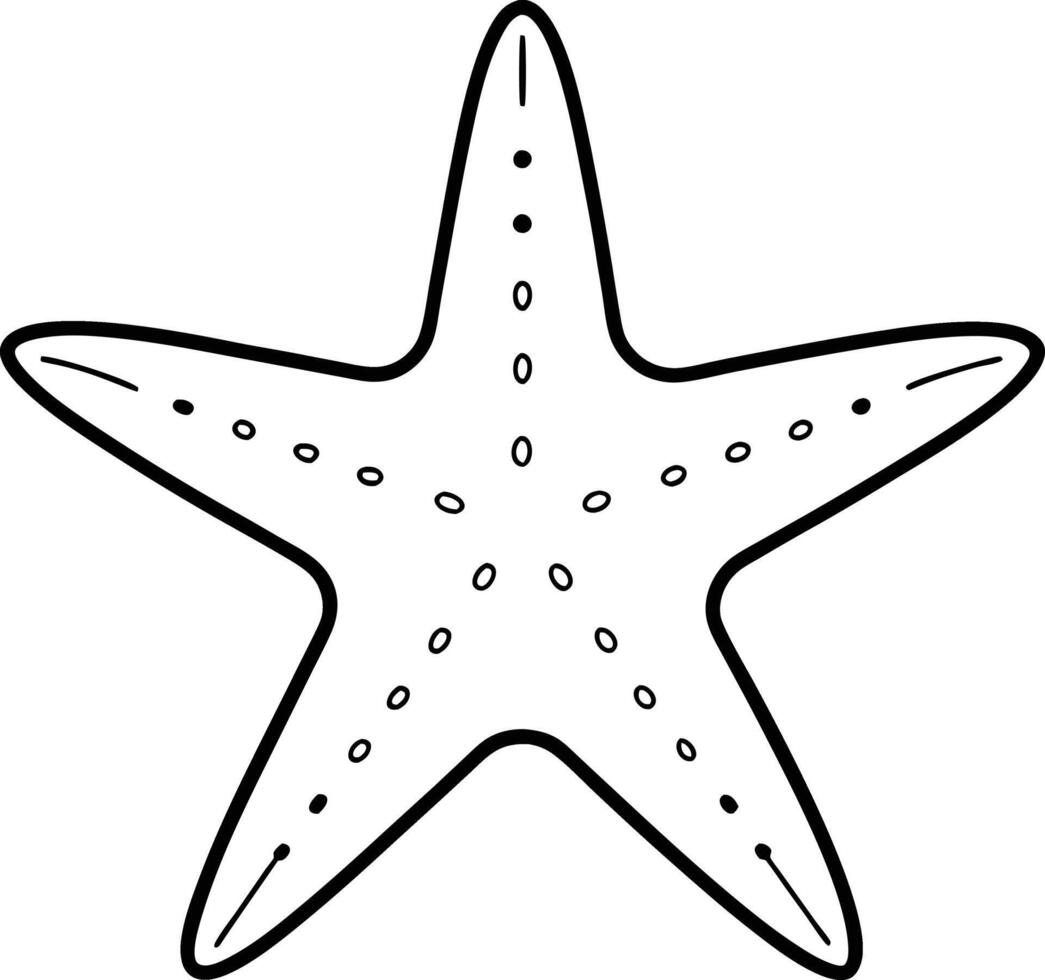 Starfish art and line art illustration design. Starfish outline doodle drawing, isolated on white background. vector