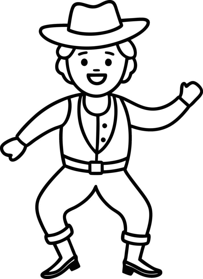 Yodeling outline and line art design. Bavarian Yodeler, Traditional costumes of Bavaria icon symbol illustration isolated on white background. vector