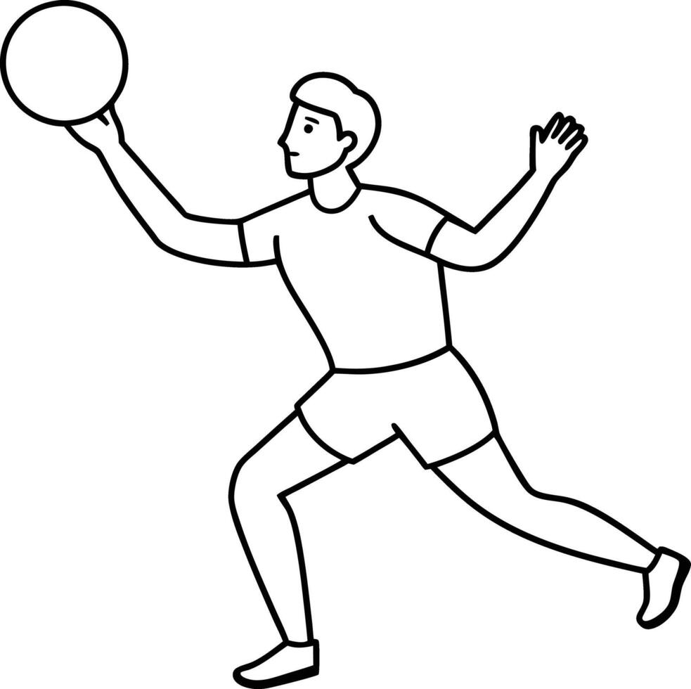 Catching a ball line drawing. Catching a ball outline art. A young boy playing line art illustration isolated design. vector