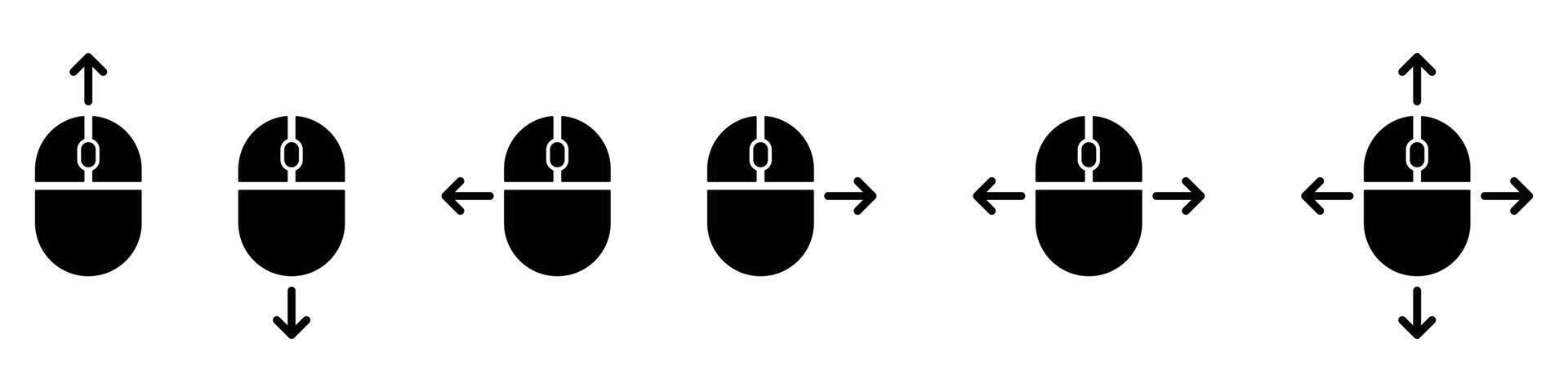 Clicking the mouse set icons. Linear and silhouette style. vector