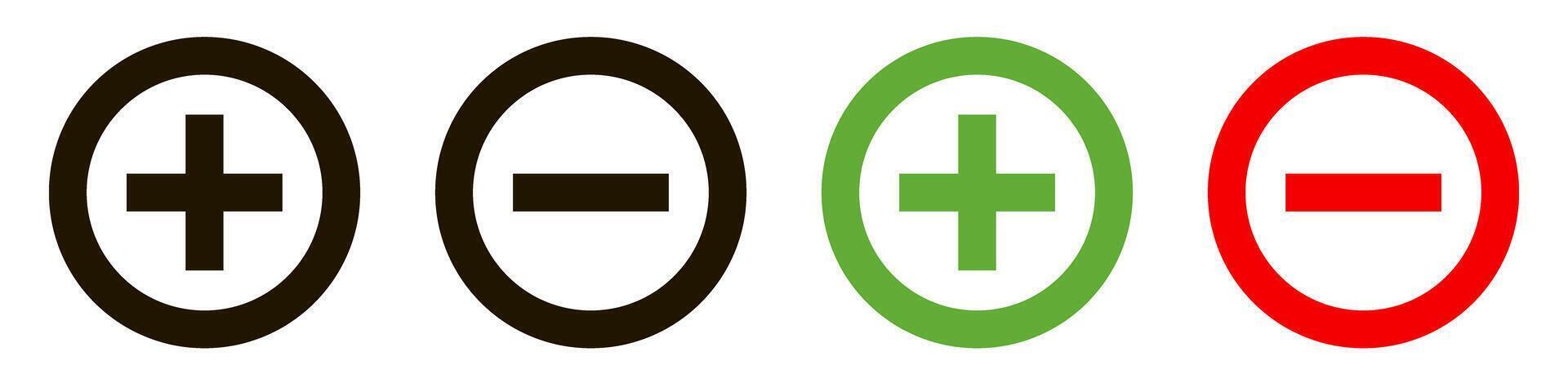 Plus and minus signs icons set vector