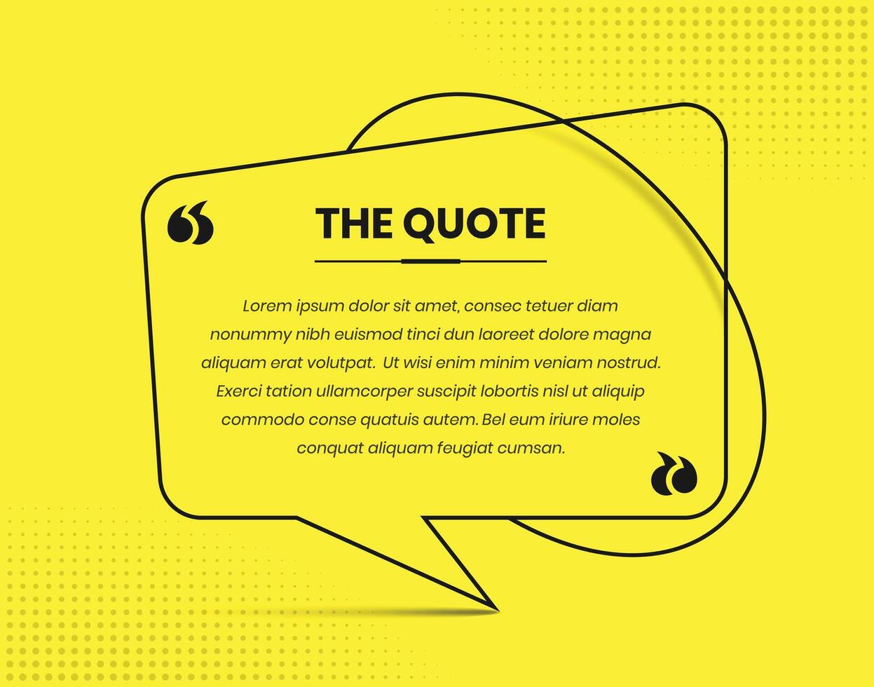 Quote presentation simple solid yellow color social media post template with black line text bubble shape vector