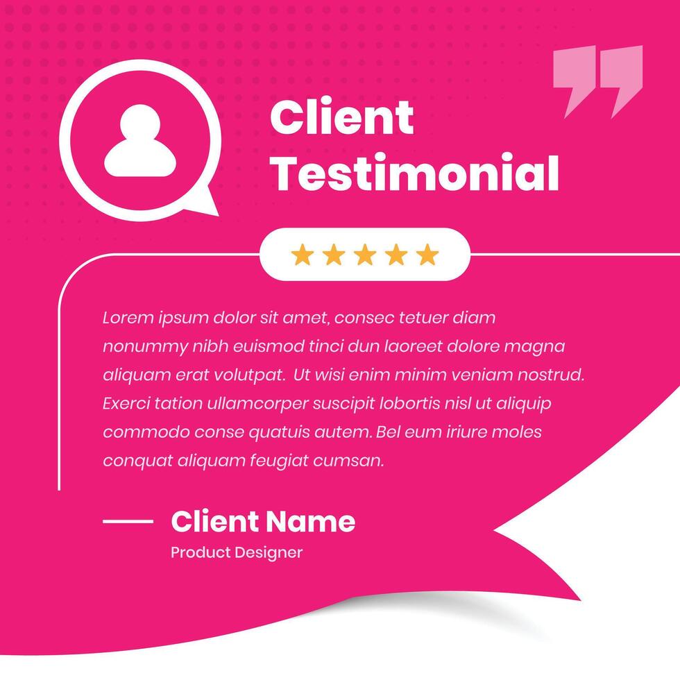Abstract designed modern client testimonial or customer review social media post template design vector