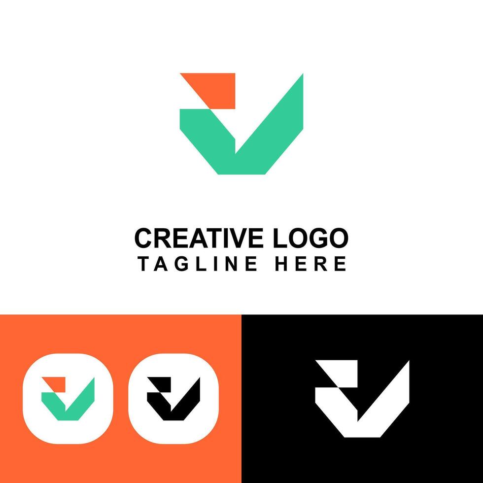 Stylish V logo illustration design. vector